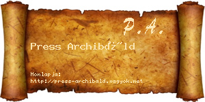 Press Archibáld névjegykártya